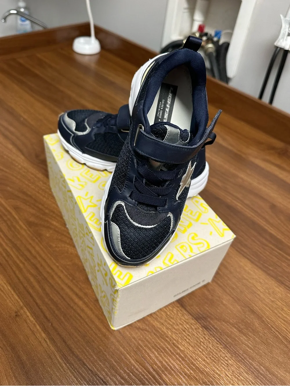 Golden Goose Kids Navy and White Star Sneakers